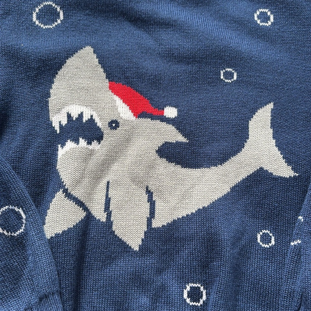 Tipsy Elves Shark Sea Sleigher Ugly Christmas Sweater youth medium - Picture 4 of 8